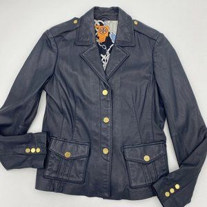 Tory Burch Navy Leather Jacket: Size 10